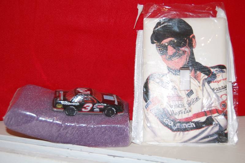 lot 35 image: Dale Earnhardt Lightswitch Plate and Collectable Car