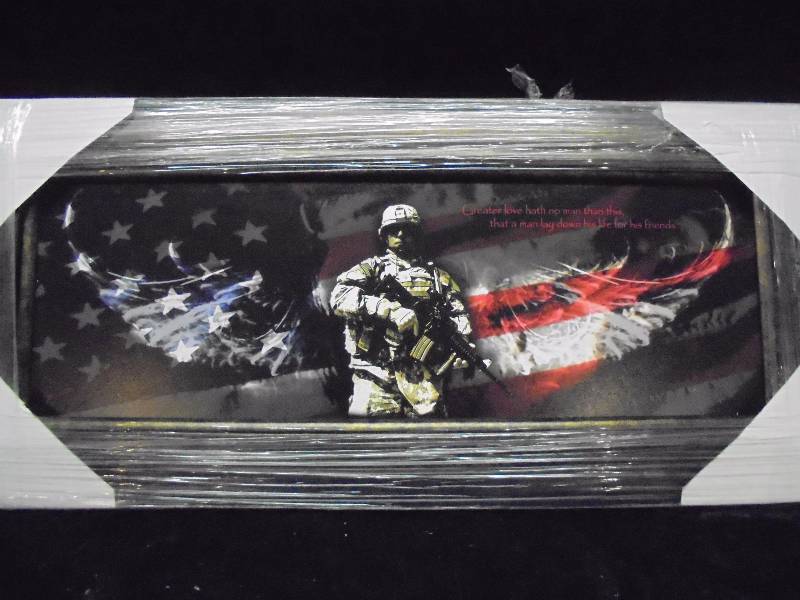 lot 3 image: Framed Art - Military, Greater Love, NEW