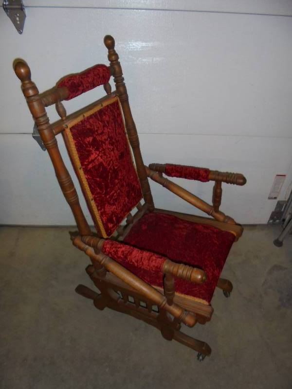 antique velvet rocking chair