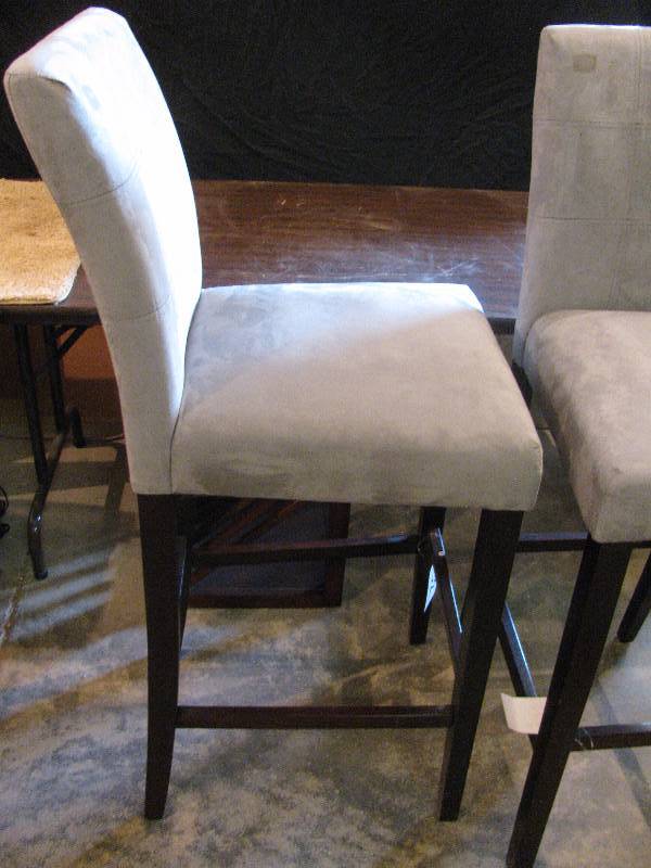 2 Light Blue Suede Bar Stools