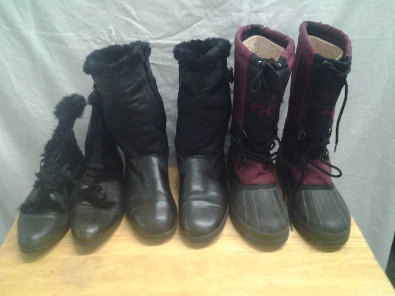 2- Pair Womens Boots Size 11, 1-Pair Arctic Cat Boots Size 10