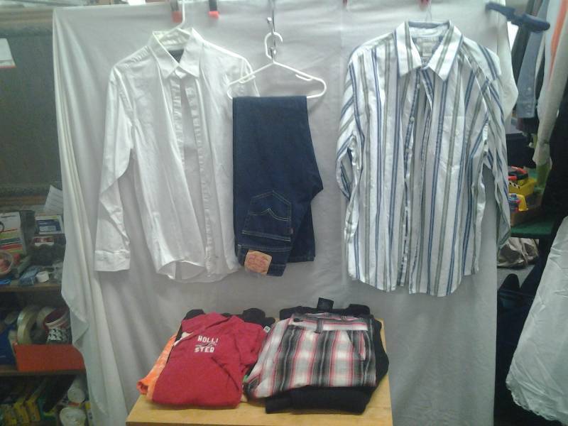 Lot Of Mens Clothing Jeans Size 30 x 34, Shirts 32, Shirts Size Large, Assorted T-Shirts