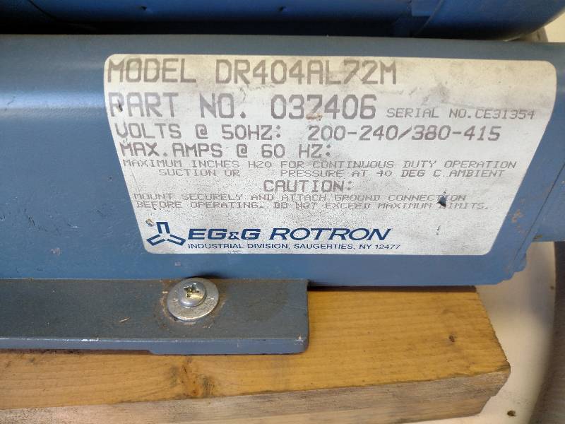 lot 24 image: EG & G Rotron Regenerative Blower, ...