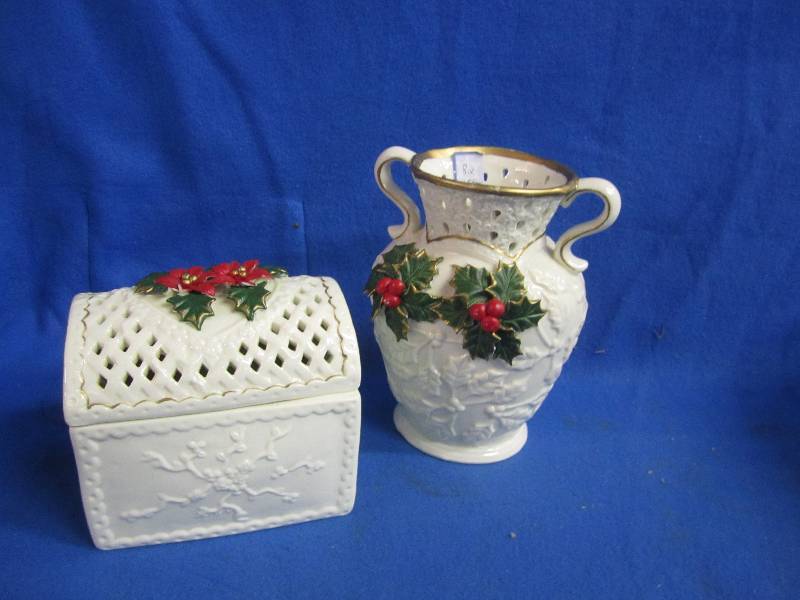 Holiday theme vase and holder...