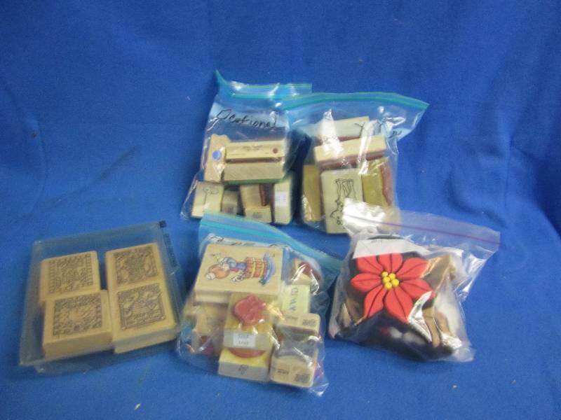 Lot of rubber stamps, animals, flow...
