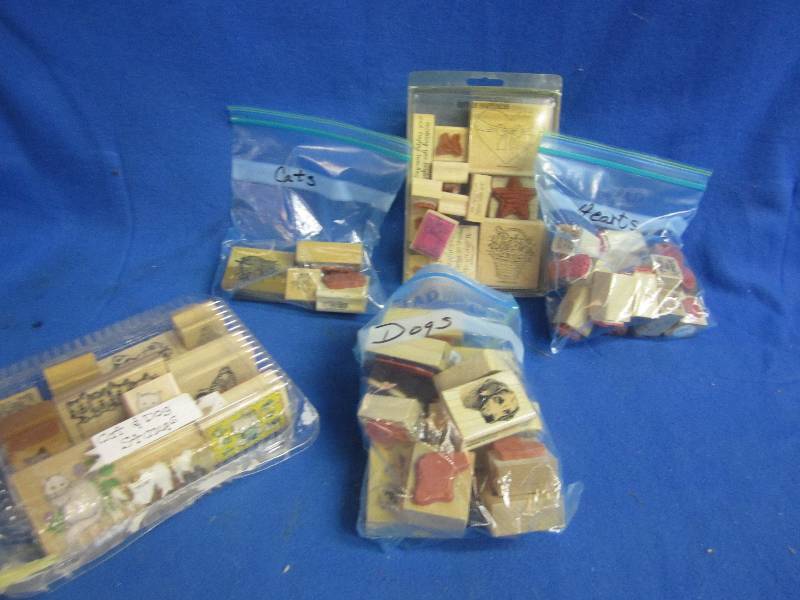 Lot of rubber stamps, animals, word...