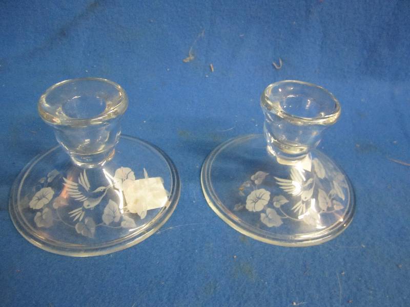 2 candel holders with flower print...