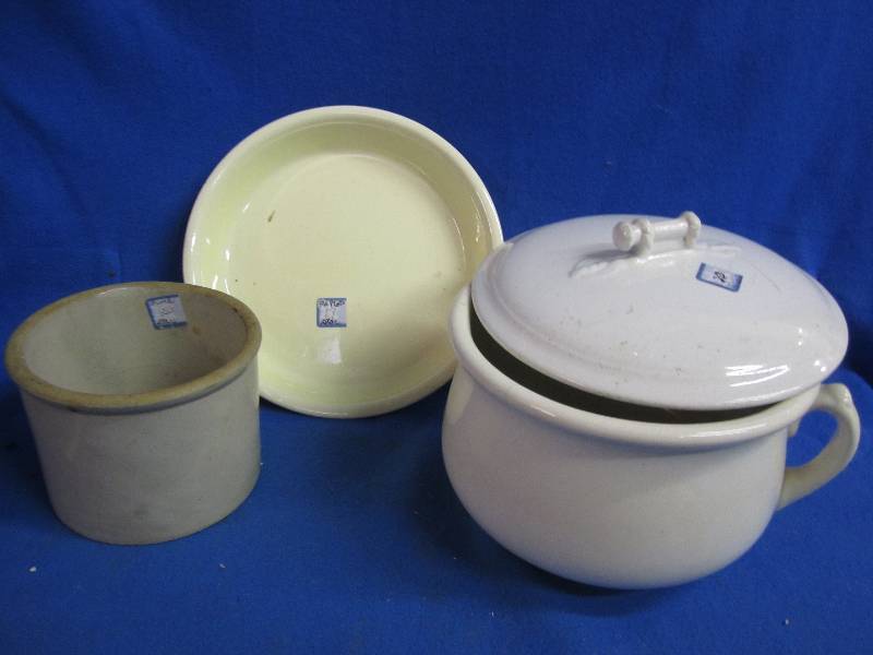 Crock, platter, serving bowl with l...