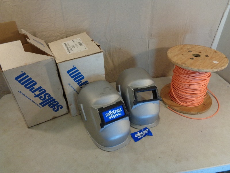 lot 77 image: 2 Welding Helmets and Communication Wire