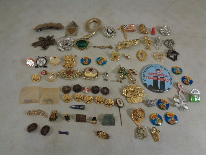 lot 12 image: Pins, Brooches, Buttons, and More