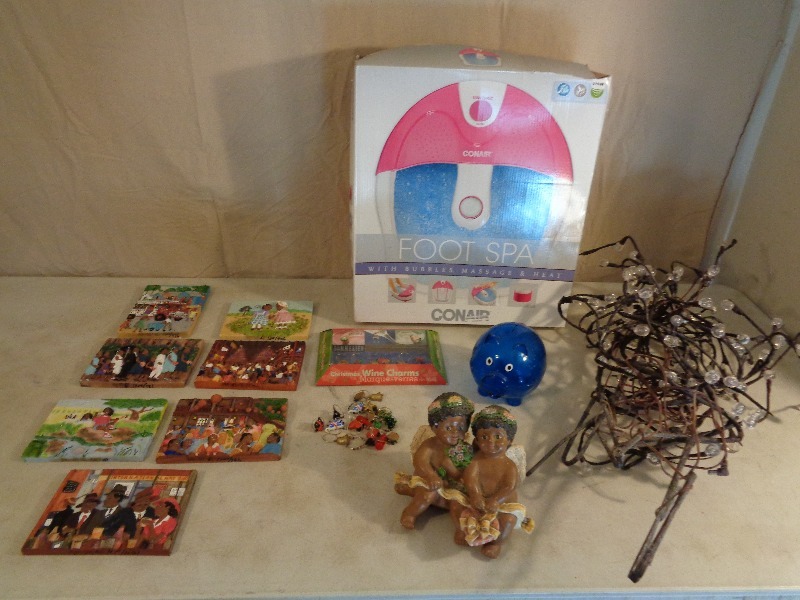 lot 127 image: Cute Thick Wall Pictures, Decor, Foot Spa, and More