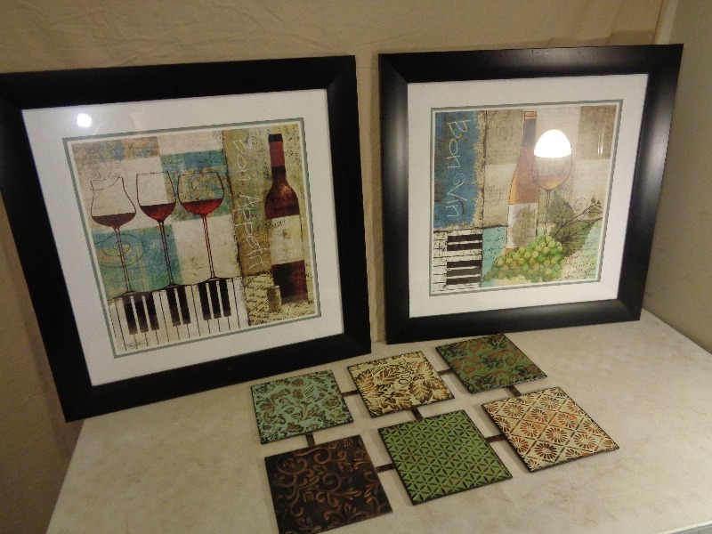 lot 138 image: 2 Matching Pictures and Metal Wall Hanging