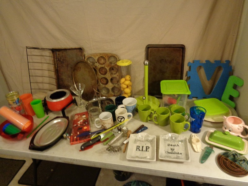 lot 156 image: Le Creuset Butter Dish, Green Kitchen Items, and More