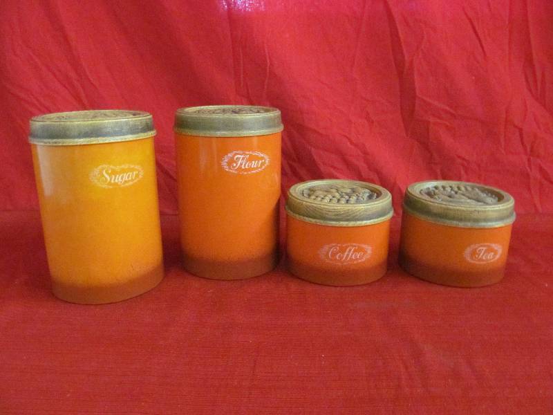 lot 100 image: vintage canisters