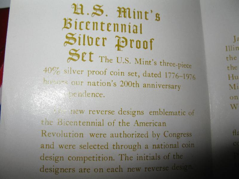 lot 243 image: US Bicentennial Silver uncirculated set (dollar, half dollar, quarter