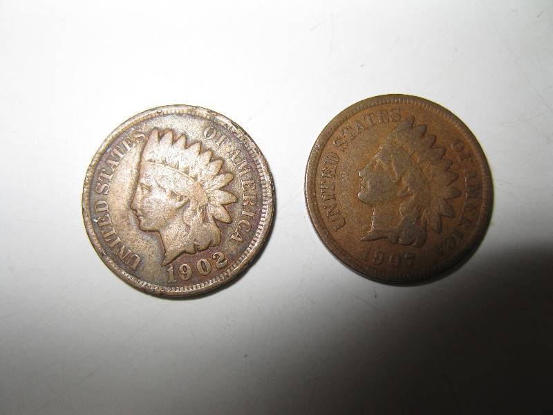 lot 253 image: 1902 & 1907 US 1 cent pieces