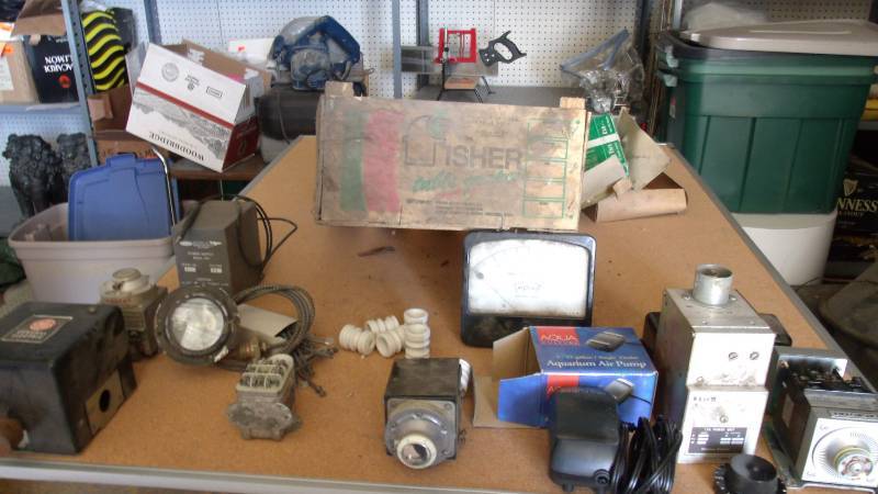 lot 521 image: Agastat, Amp Meter, insulators and misc gauges