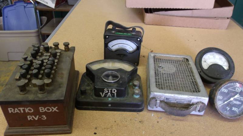 lot 523 image: Ratio Box RV-3, STD Va1, DC Volt Ammeter, Friez Recorder and gauges