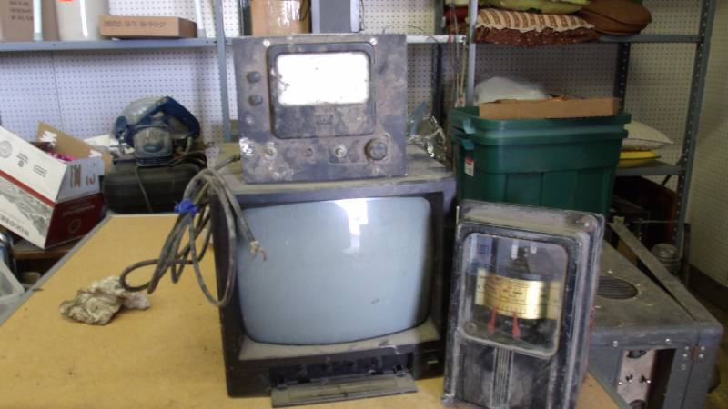 lot 592 image: Video TV Monitor, Simpson Meter, Westinghouse Millivolts Meter