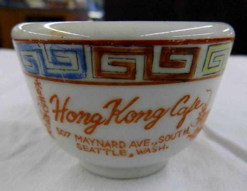 Hong Kong Caf Bowl, Seattle Wash. Made by F.S. Louie & Co, Berkeley Calif