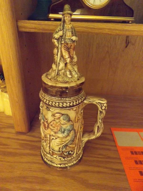 Beer Stein and small clock