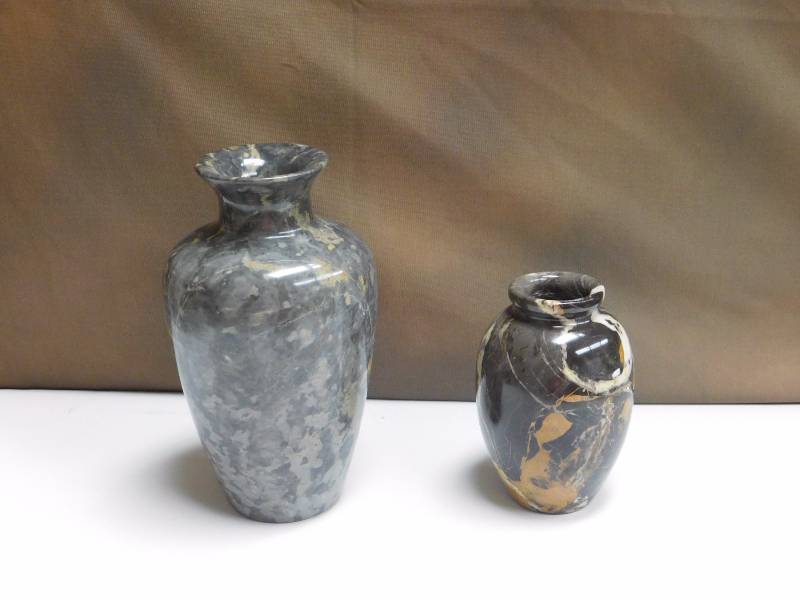Two very nice heavy marble vases