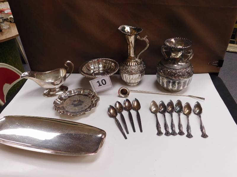 lot of silverplate items including some silverware