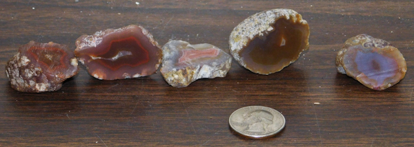Mexican laguna agates sliced in half polished on sliced side