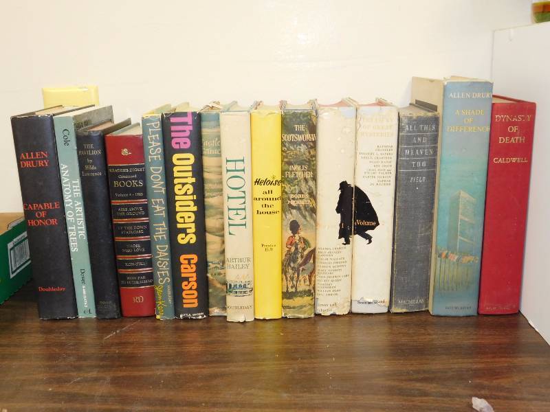 shelf lot of vintage antique books