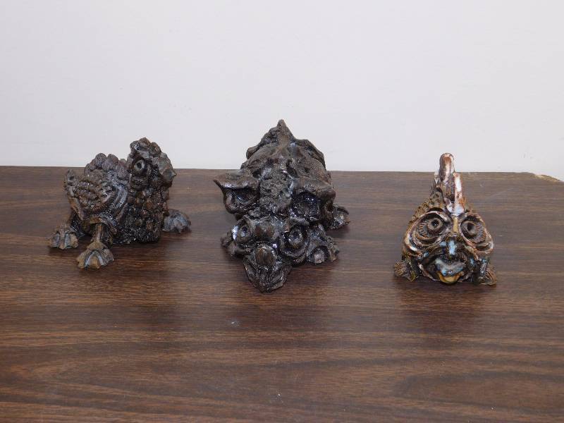 Three hand sculpted animal characters