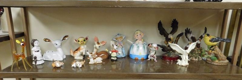 shelf lot eagles, deer and more figurines