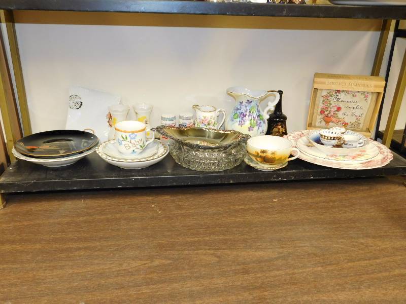 shelf lot vases plates pitchers and more