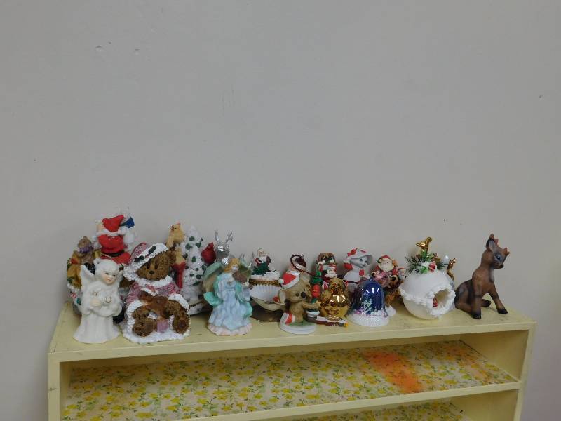 shelf lot of Christmas items