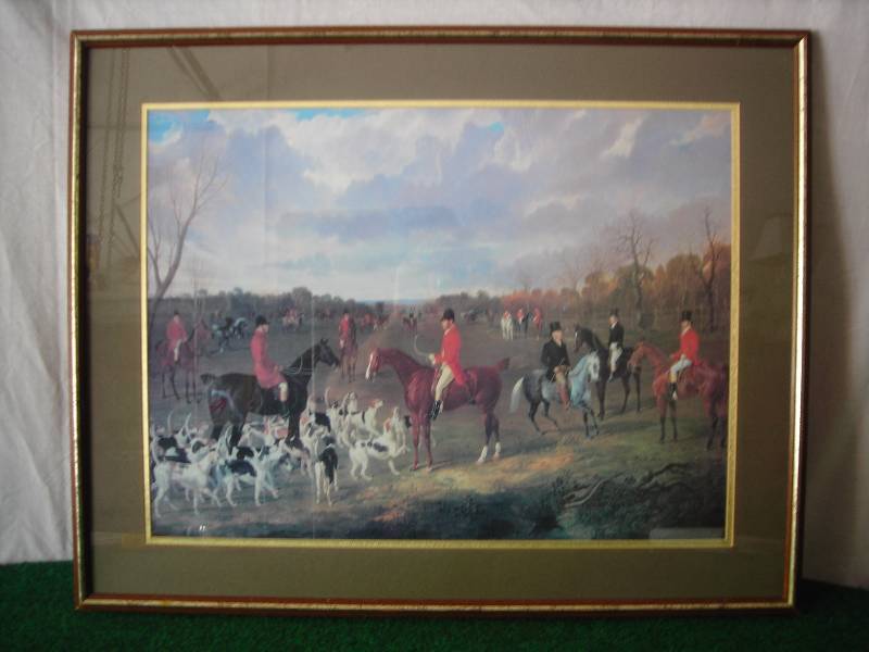 Framed Print Of Hunting Horses & Dogs 24x30
