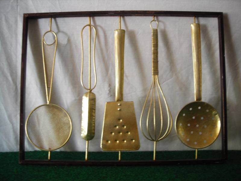 Whimsical Metal Framed Kitchen Utensils 23x17 Antique, Unique And Collectable KBID
