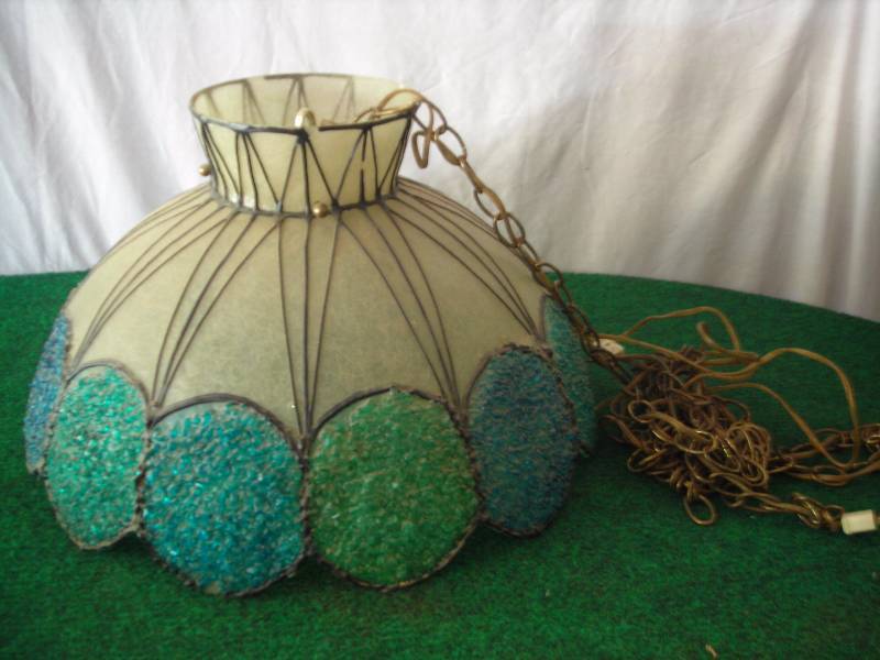 Vintage Fiberglass Swag Light Fixture With Chain