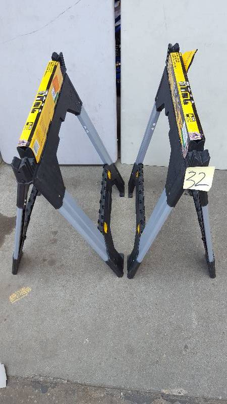 lot 32 image: Lot of 2 Dewalt Adjustable Sawhorses