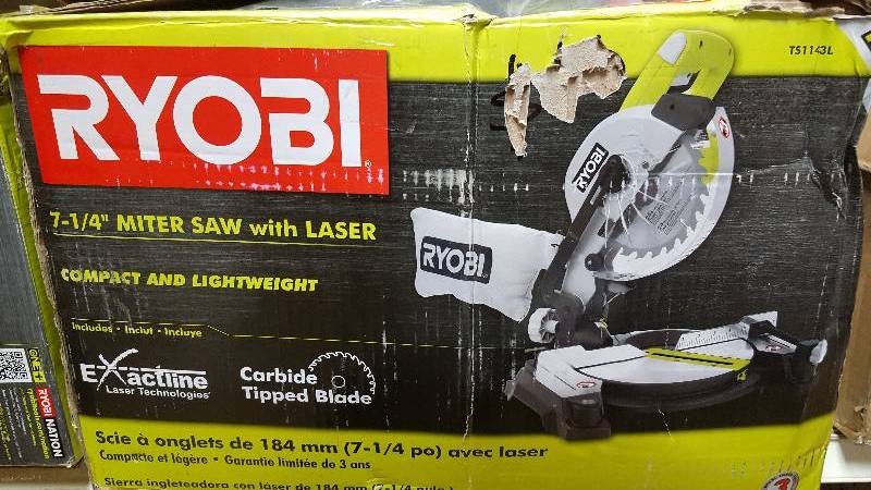 lot 62 image: Ryobi 7 14 Miter Saw with Laser New model TS1143L