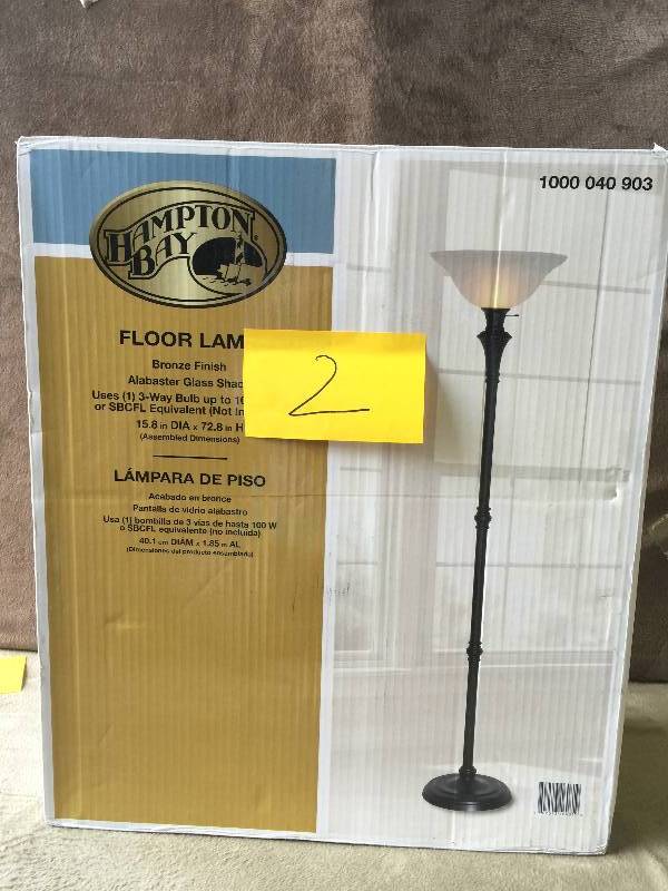 lot 2 image: Hampton Bay  72 in. Bronze Torchiere Floor Lamp Model # HD09528TOBRZE new