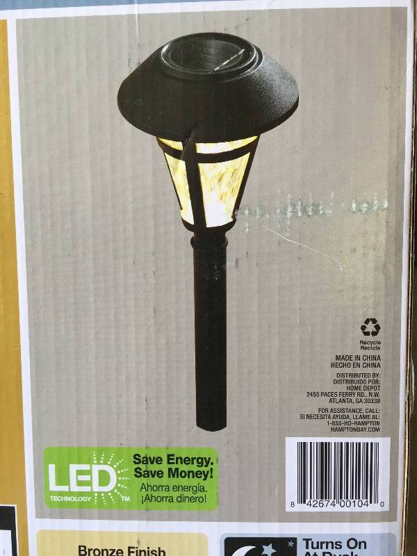 lot 3 image: Hampton Bay Bronze Solar LED Cage Pathway Light Set (6-Pack) Model # NXT-1903P-6pk New