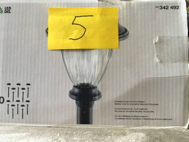 lot 5 image: Hampton Bay Plastic Solar LED Black Path Light (10-Pack) New Model # 27600 New