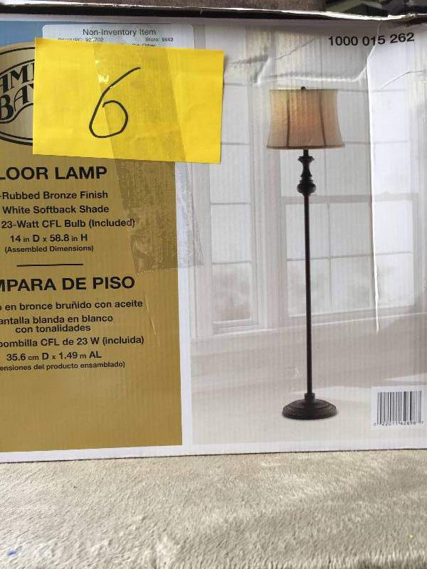 lot 6 image: Hampton Bay Candler 58.75 in. Oil Rubbed Bronze Floor Lamp with TTL 20 Compliant Fixture Model # 18824-001 New