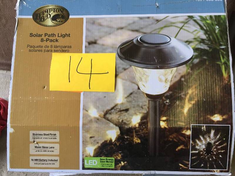 lot 14 image: Hampton Bay Solar LED Pathway Light Set (8-Pack) new