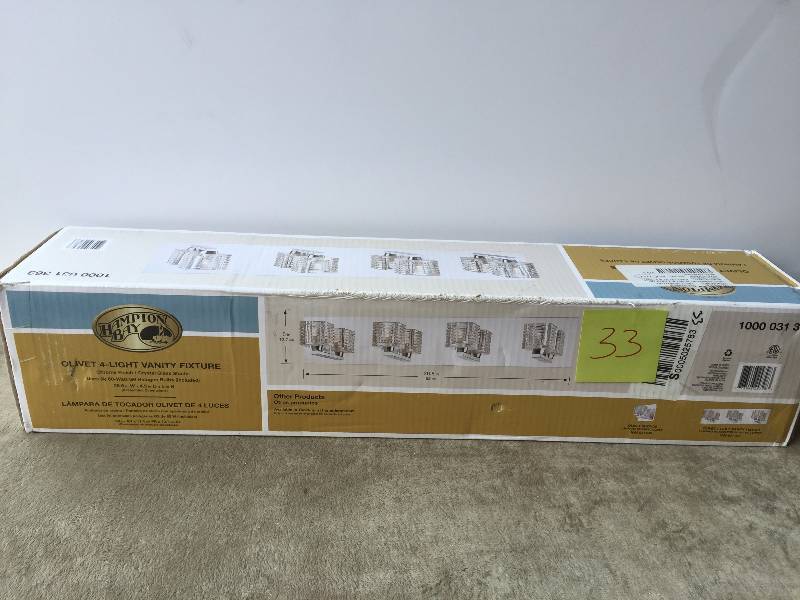 lot 33 image: Hampton Bay Olivet 4-Light Chrome Bath Light Model # 25724-HBU New