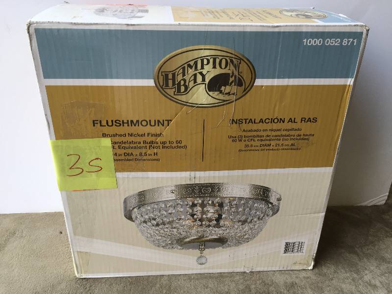 lot 36 image: Hampton Bay 4-Light Oil Rubbed Bronze Crystal Small Chandelier Model # IHN9114A
