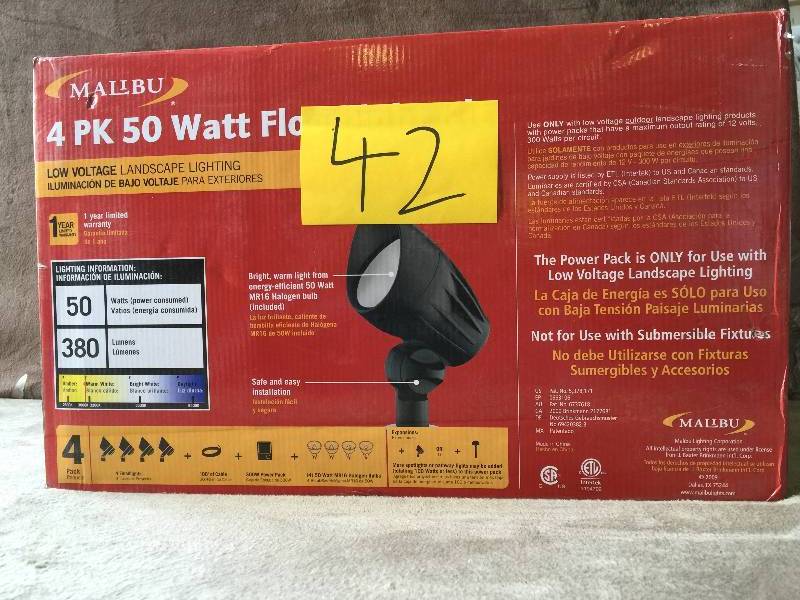 lot 42 image: Malibu Flood Lights 4-Piece Low Voltage Black Flood Light Kit 8301-9900-04