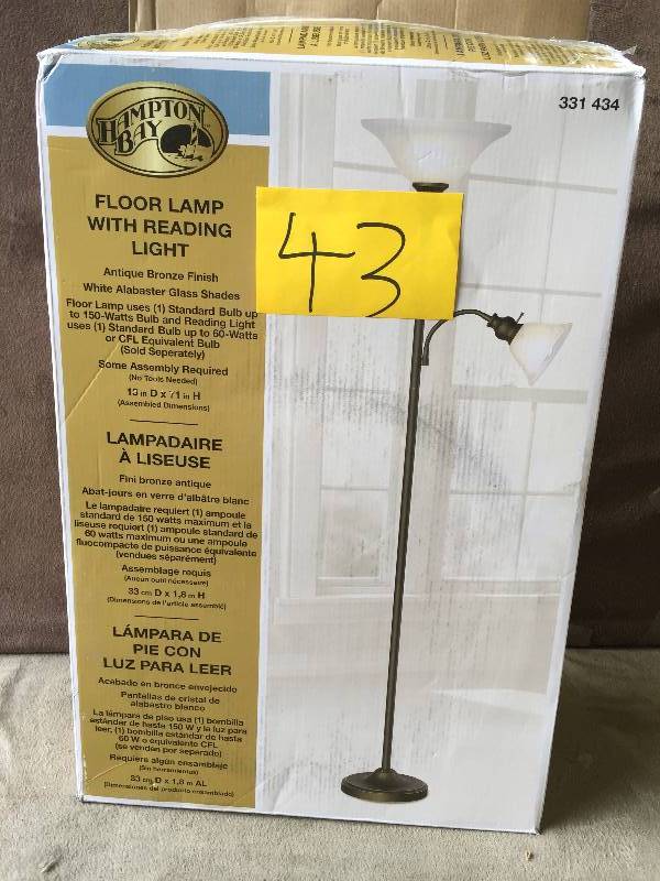 lot 43 image: Hampton Bay 71 in. Antique Bronze Floor Lamp Model # HD11750FRABZC New