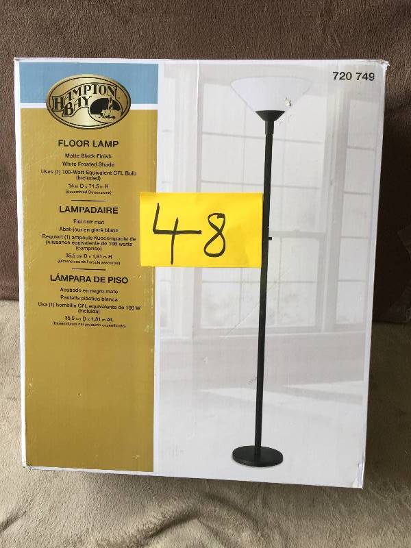 lot 48 image: Hampton Bay 71-12 in. Black Floor Lamp with CFL Bulb New, Model # C398-505