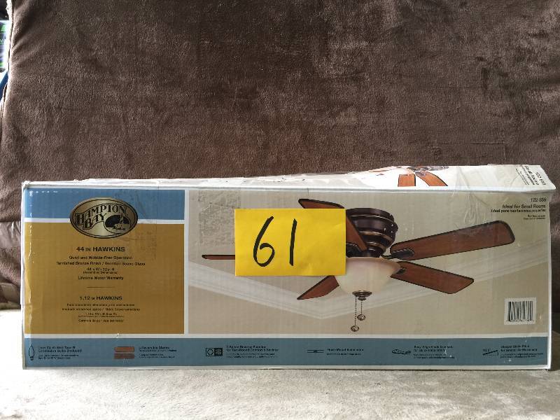 lot 61 image: Hampton Bay Sinclair 44 in. Tarnish Bronze Ceiling Fan Model # AL958-TB