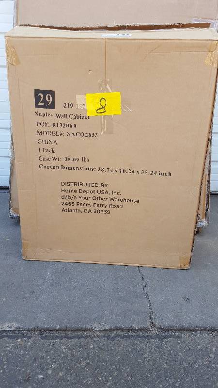 lot 8 image: Pegasus Naples Wall Cabinet, warm cinnamon finish, NACO2633 NACO2633  New